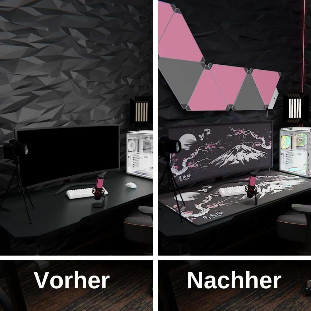Nyfter - 3XL Gaming Mauspad Sakura Schwarz 1200 x 600mm Premium Fuji Mousepad Size Gross vernähte Ka