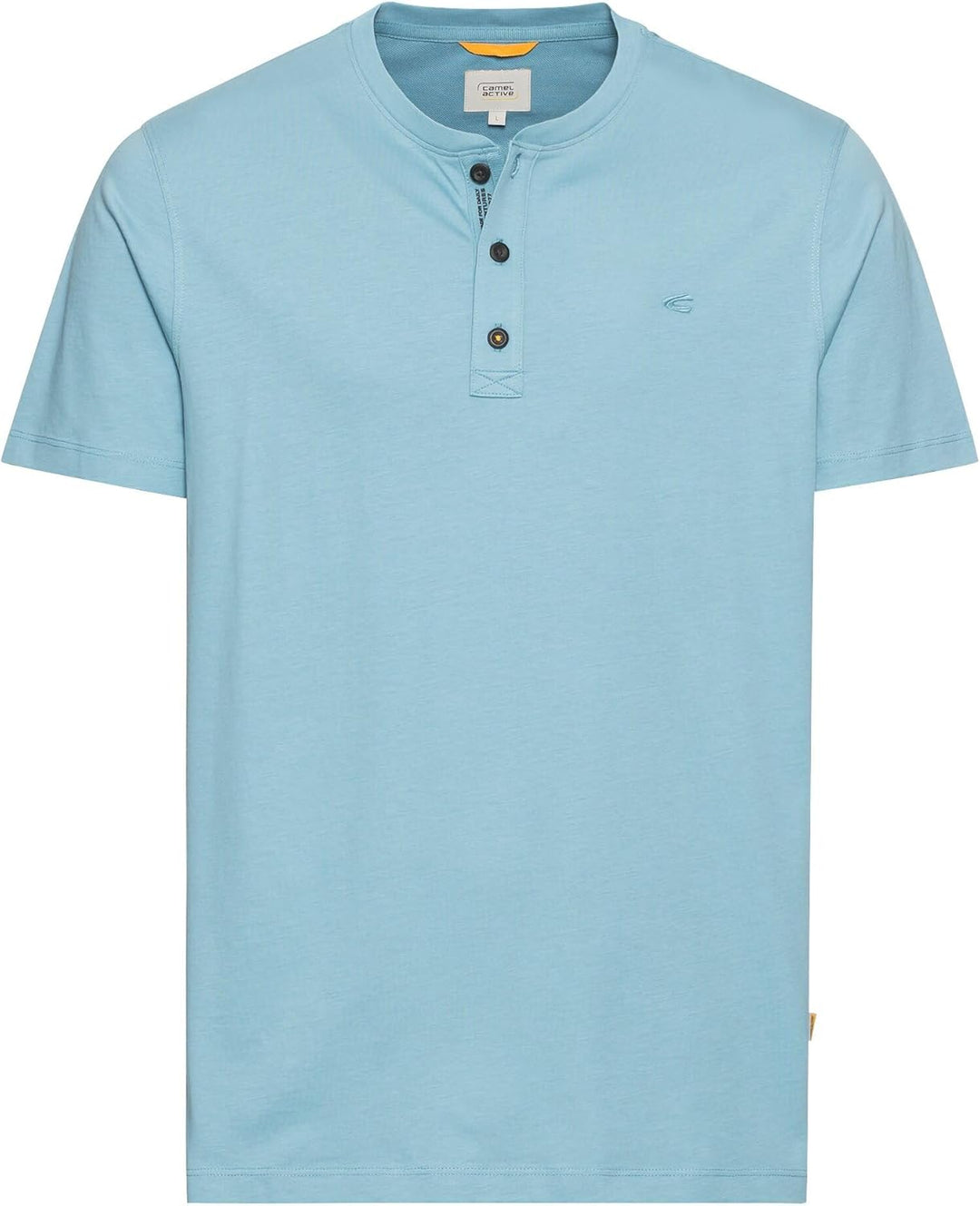 camel active Herren Kurzarm Henley T-Shirt mit Knopfleiste, S Modern Blau