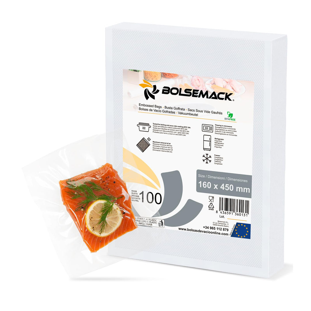 BOLSEMACK Vakuumierbeutel 16x45cm - Vakuumbeutel 50 Stück für alle Vakuumierer & Lebensmittel Vakuum