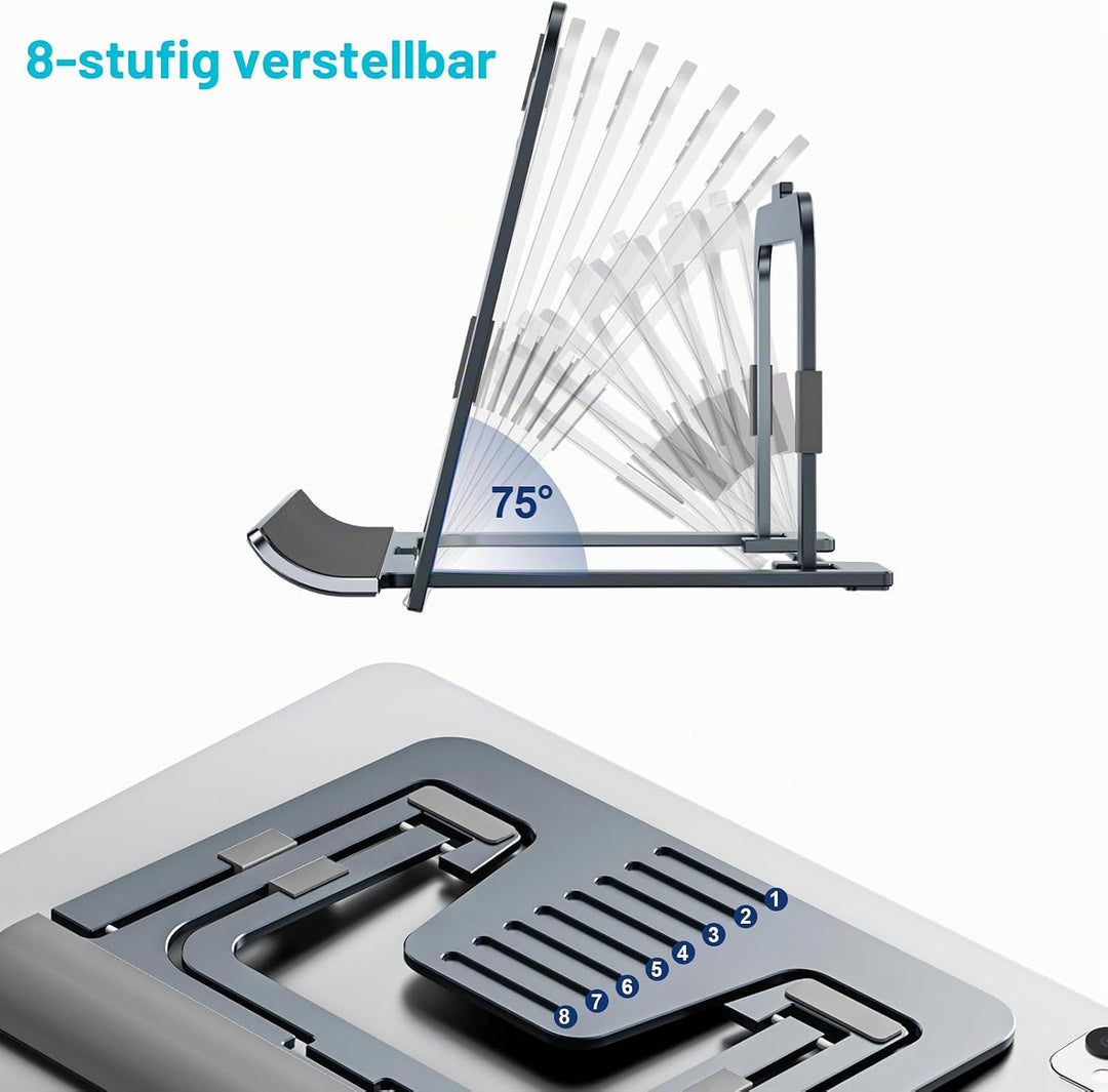 SHUOSUO Tablet Ständer Verstellbar &amp; Faltbar, Schlank Tragbarer Aluminium Tablet Halterung Halter Ti