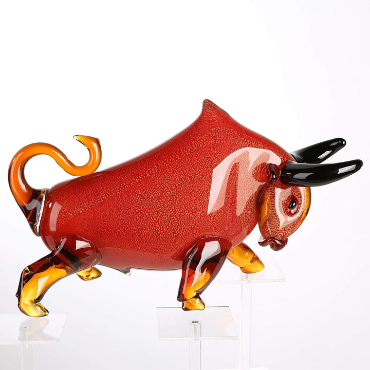 Casablanca - Skulptur Stier - aus Glas in rot orange braun schwarz H 28 cm Höhe 28 cm Rot, Höhe 28 c