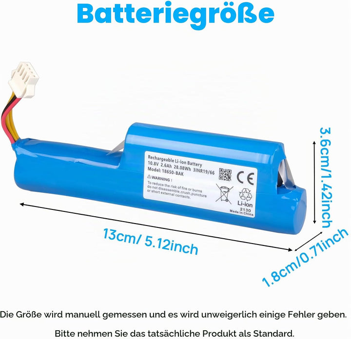 2600 mAh Akku Kompatibel mit Vileda VR 102, VR One, VR 201 PetPro, VR 303 Saugroboter, Ersatz Kompat