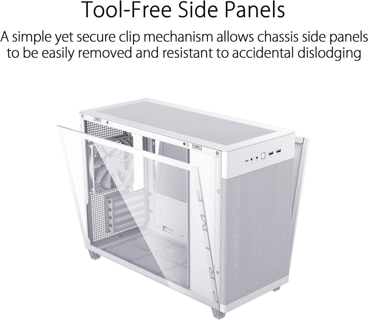 ASUS Prime AP201 Tempered Glass MicroATX Gehäuse weiss (33 Liter, unterstützt 360-mm-Kühler, Grafikk