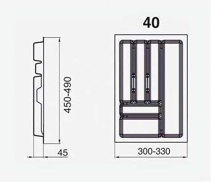Alusfera Besteckkasten für Schubladen 40cm - Besteckeinsatz - Praktisch Schubladen Ordnungssystem -