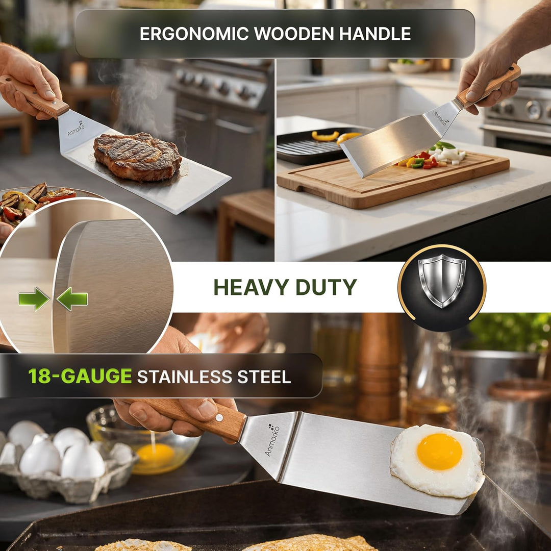 Exklusives Grillwender Set Wooden Handle Set (Tongs And