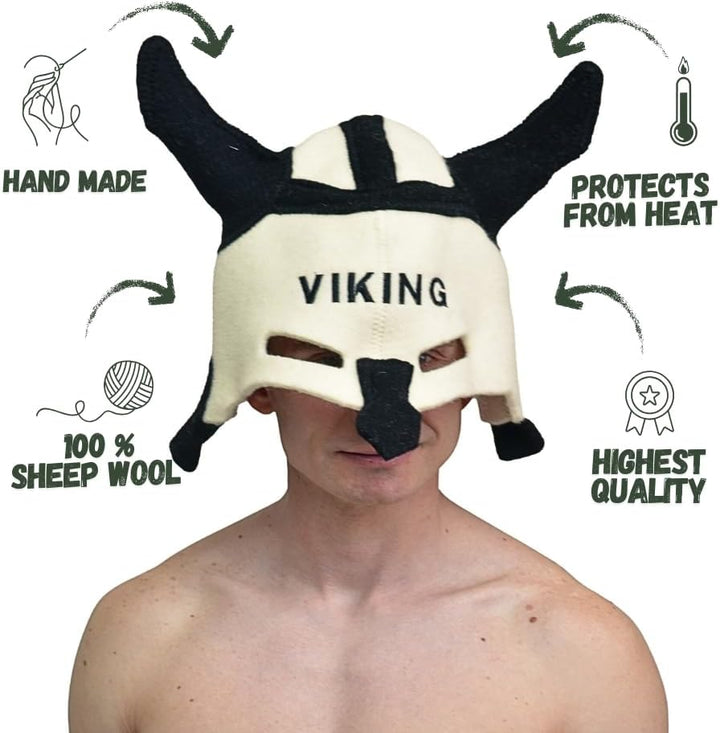 Natural Textile Saunahut 'Sauna Viking' White - 100% organische Wollfilzmützen - Schützen Sie Ihren