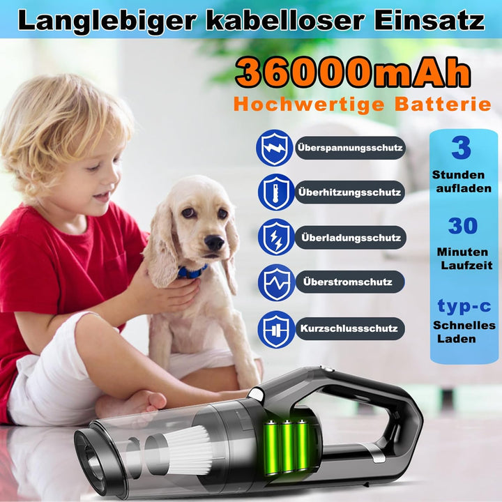 Handstaubsauger,16000Pa Handstaubsauger Akku Testsieger Beutellos,120W Autostaubsauger Stark Mini Na