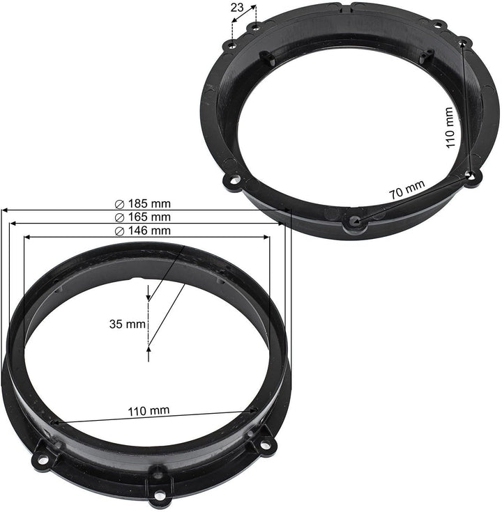 tomzz Audio 2819-003 Lautsprecherringe Adapter Halterungen kompatibel mit Hyundai Tucson Santa Fe Ko