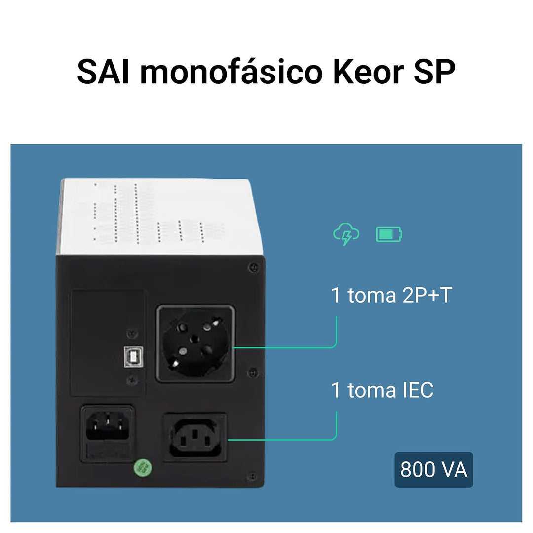LEGRAND, USV-Anlage Keor SP mit 800 VA/480 W - 1x Schuko-Steckdose, 1x IEC - 1x Batterie 12V/9Ah, AV