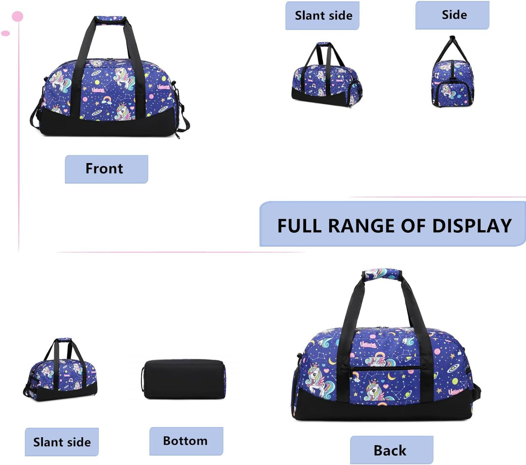 Lmwzh Kinder Sporttasche Reisetasche mitSchuhfach Turnbeutel wasserdichte Schwimmtasche (Einhorn), E
