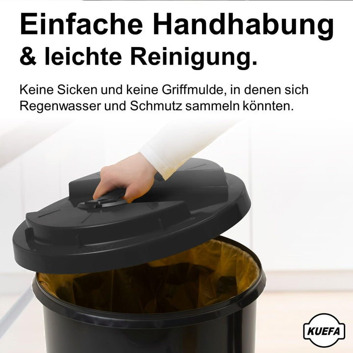 KUEFA BSC 60L Mülleimer, Müllsackständer, Gelber Sack Ständer inkl. Klemm-Ring für Müllbeutel, extra