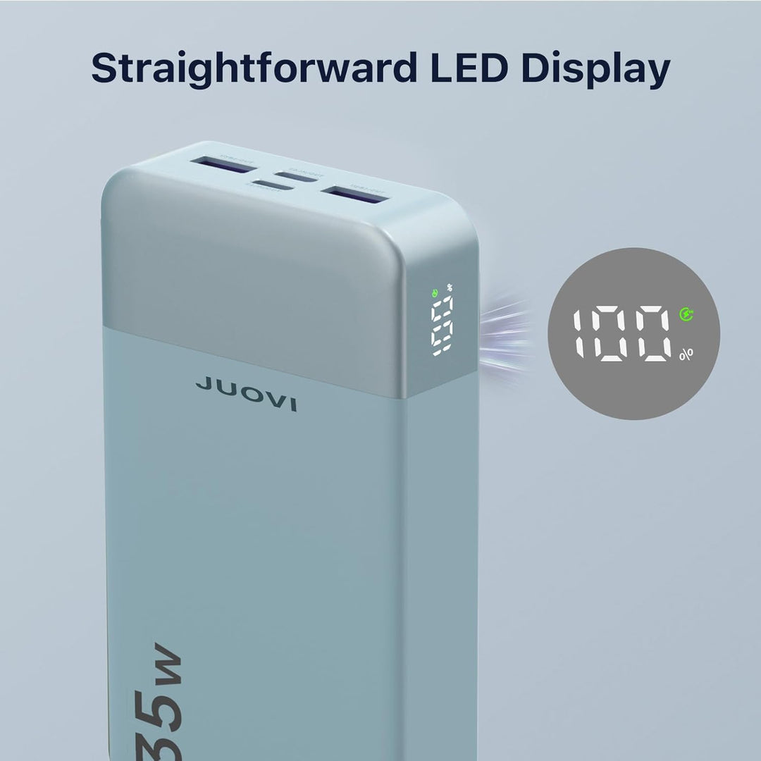JUOVI J2651 Power Bank, 35W 20000mAh USB C In &amp; Out Power Bank, Akku-Pack mit QC3.0+PD3.0 35W High-S
