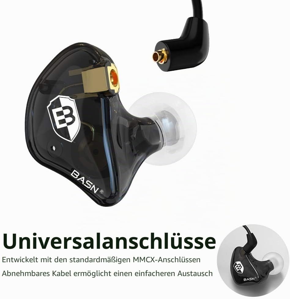 BASN Bsinger In-Ear-Monitore Geräuschisolierende Kopfhörer, Dual-dynamische Treiber High Definition