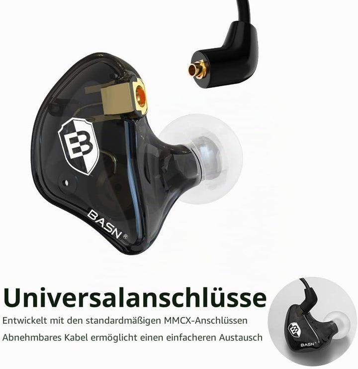 BASN Bsinger In-Ear-Monitore Geräuschisolierende Kopfhörer, Dual-dynamische Treiber High Definition