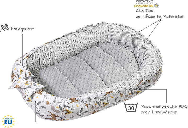 Medi Partners Babynest Kuschelnest Babynestchen 100% Baumwolle Nestchen Reisebett für Babys Säugling
