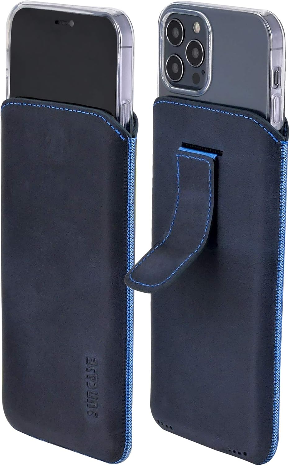Suncase Leder Tasche kompatibel mit iPhone 16 Pro (6,3 Zoll) Hülle mit ZUSÄTZLICHER Transparent Case