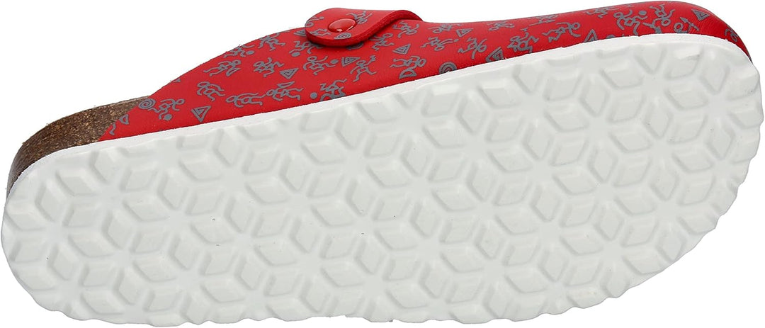 Lico Unisex Bioline Clog PrintPantoletten 36 EU Rot Grau, 36 EU Rot Grau