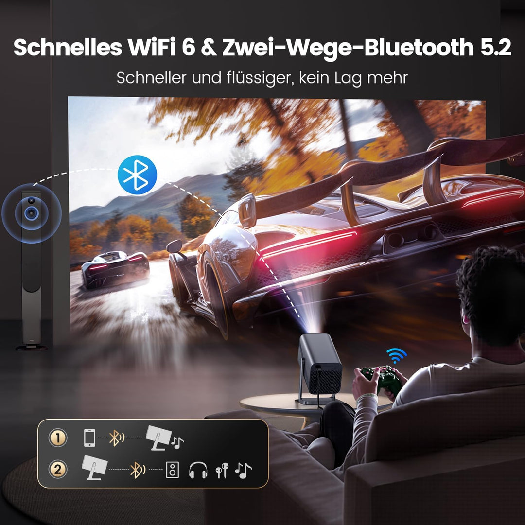Mini Beamer 4K 600ANSI Smart Beamer 4K Full HD 1080P Auto Fokus Auto Vertikale Trapezkorrektur Proje