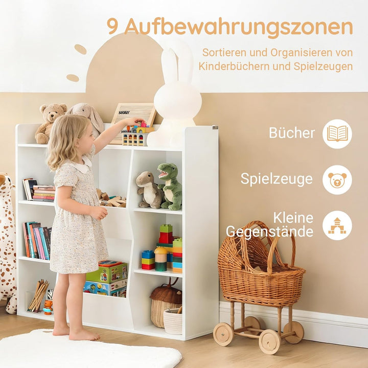 SoBuy Kinder Bücherregal Montessori Regal Kinderzimmer mit 8 Offenes Fach Kinderregal für Spielzeug
