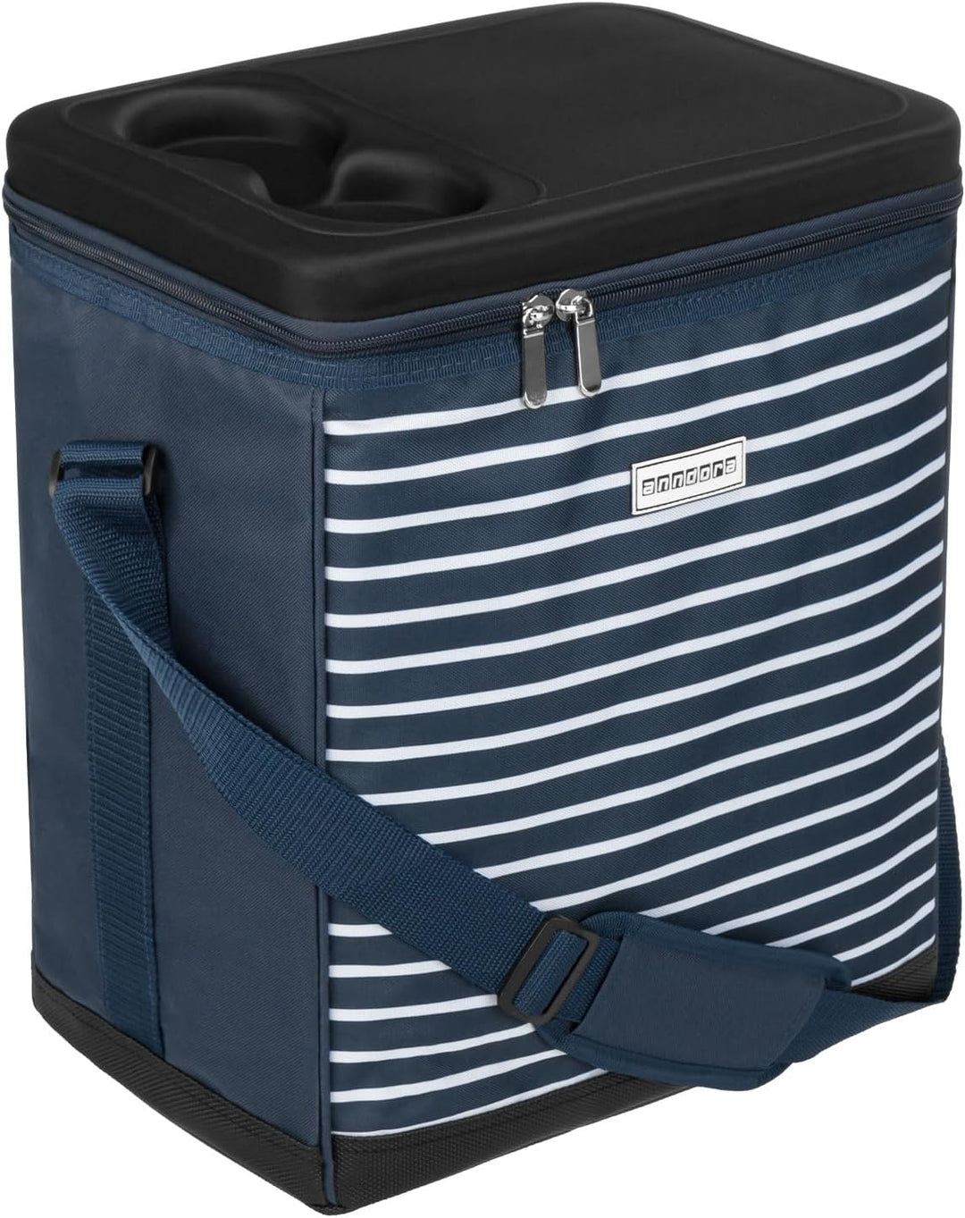 anndora Kühltasche XL 40 Liter - Isotasche Kühlbox Picknicktasche Farbauswahl XL long: Navy Blau Wei