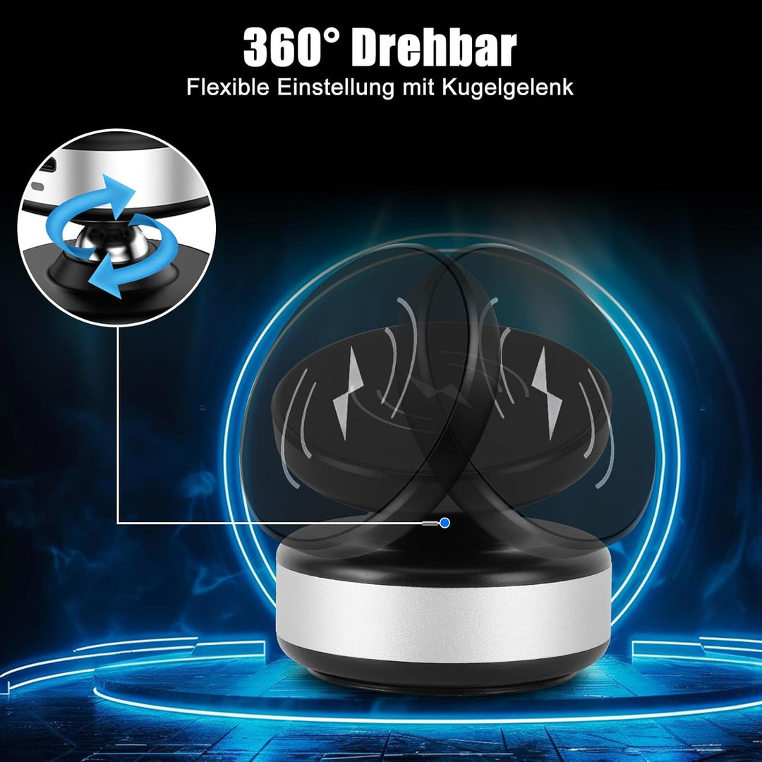 15W Wireless Charger Handyhalterung Auto – Magnetisch mit Elektrischem Vakuum-Saugfuss, 360° Kugelge