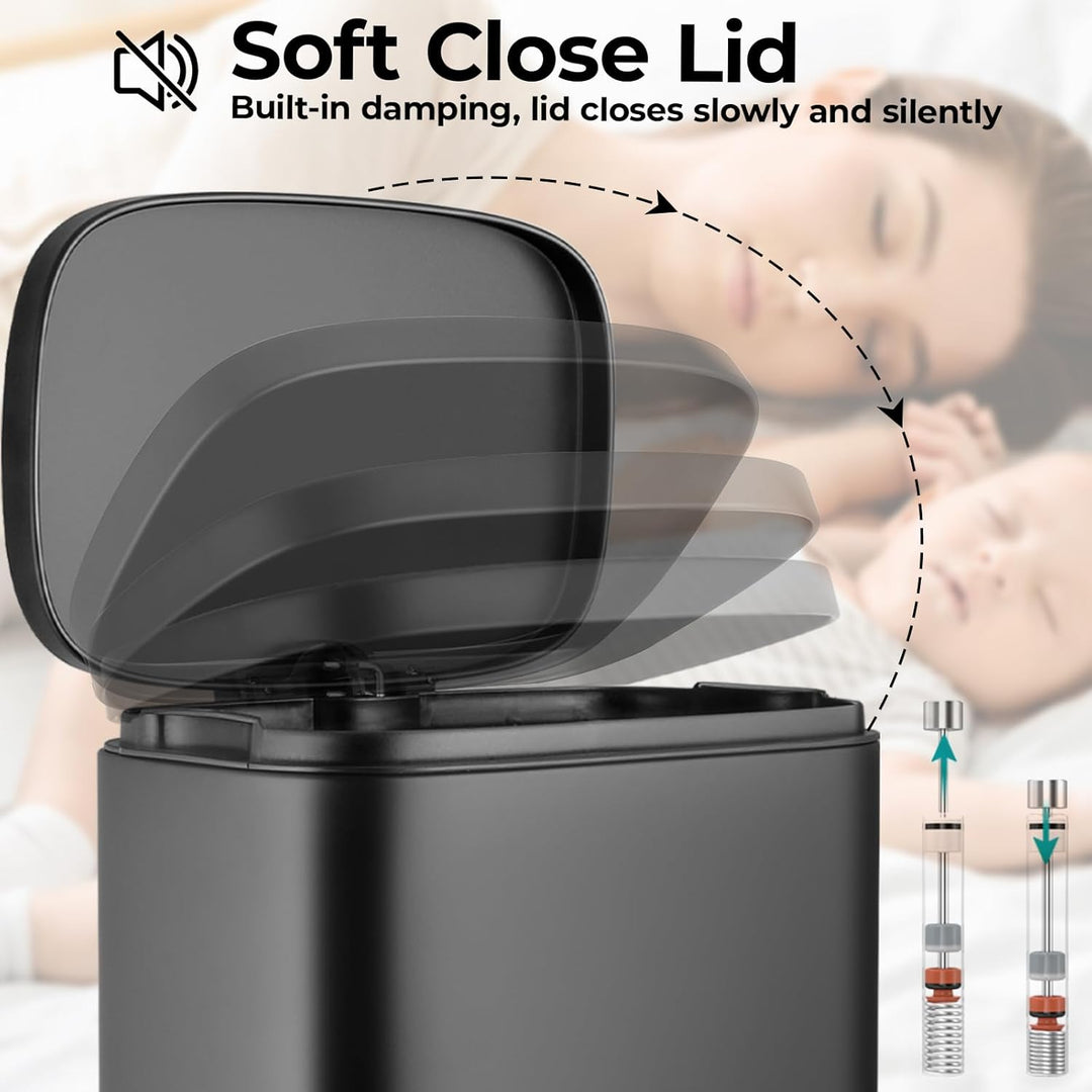 LIFERUN Mülleimer Küche 30l, Abfalleimer mit Deckel, Softclose Treteimer aus Stahl, mit Inneneimer f