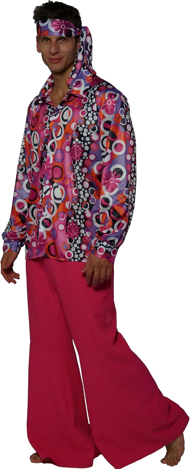 MAYLYNN 13156-L - Hippie Kostüm Candyman, 60-/70-er Jahre Herren Hemd und Schlaghose, Grösse L, L