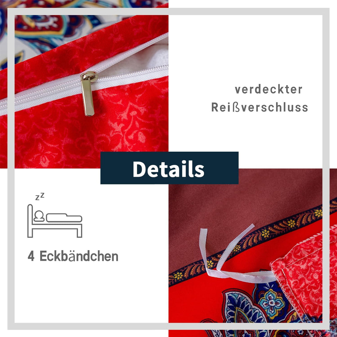 Freyamy Bohemian Bettwäsche 135x200cm 2teilig Boho Indischen Mandala Bettwaren-Sets Bunt Vintage Exo