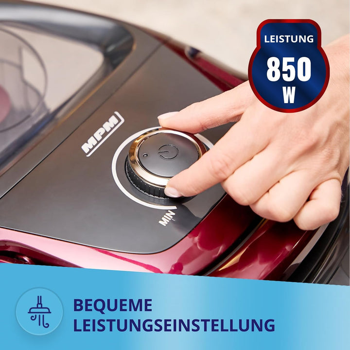 MPM – Beutelloser Staubsauger – 2,5-Liter-Behälter – HEPA-Filter – mit Aufsätzen/Zubehör und Telesko