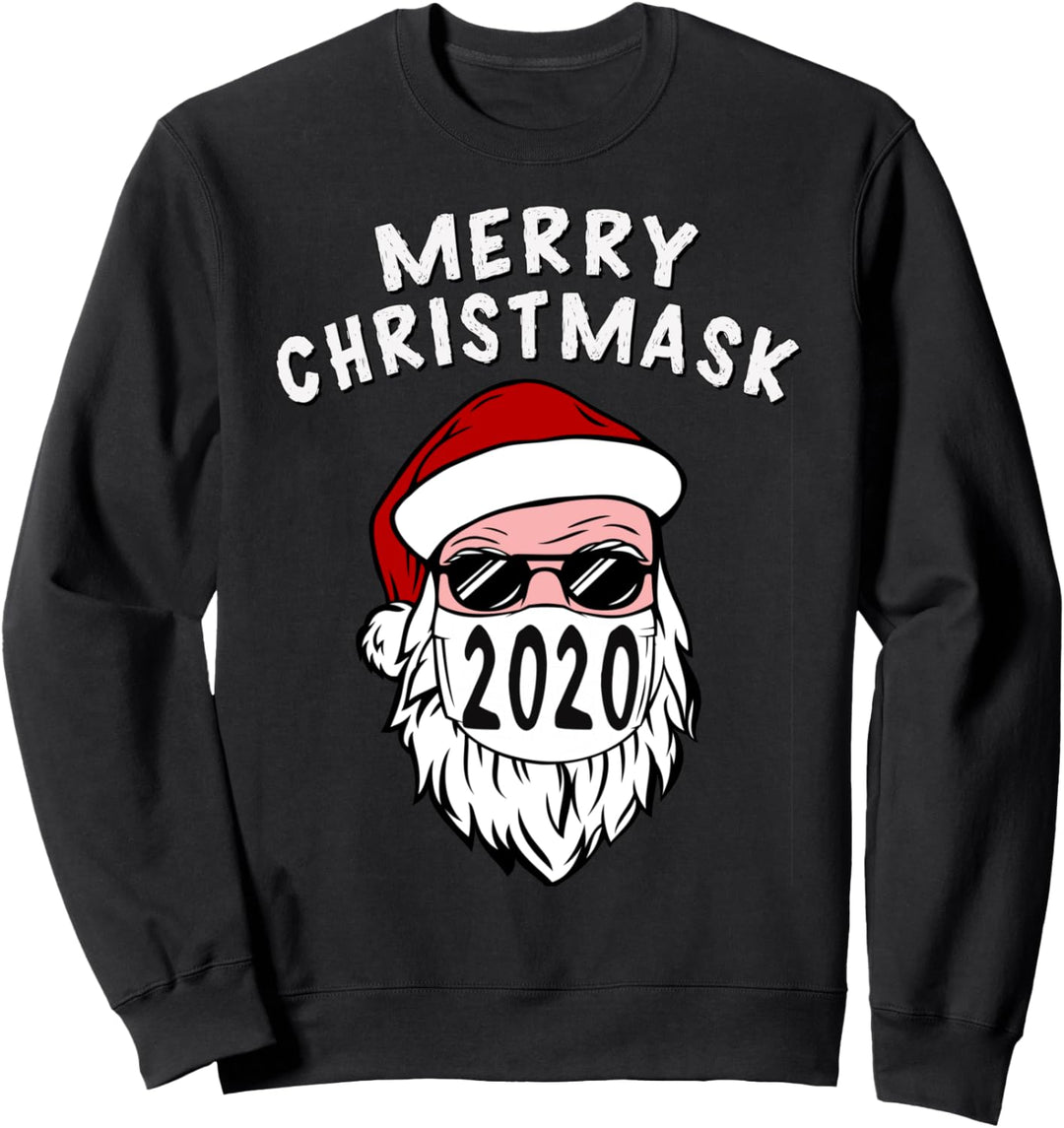 Santa Wear Mask Funny Christmas quarantine Merry Christmask Sweatshirt