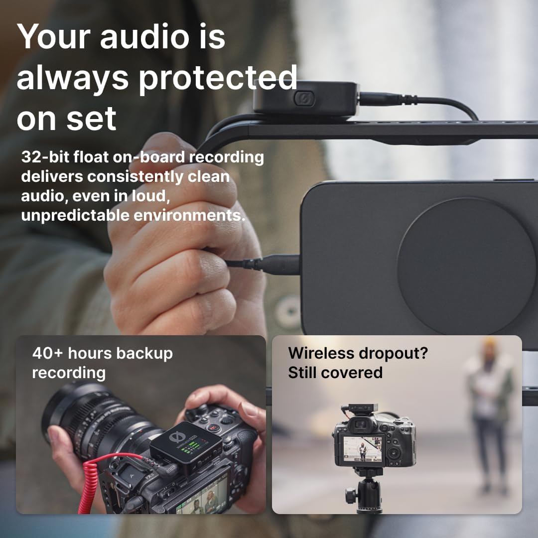 RØDE Wireless PRO Kompakt-Funkstrecken-Set mit Timecode, 32-Bit Float On-Board-Aufnahme, 2 Lavalier-
