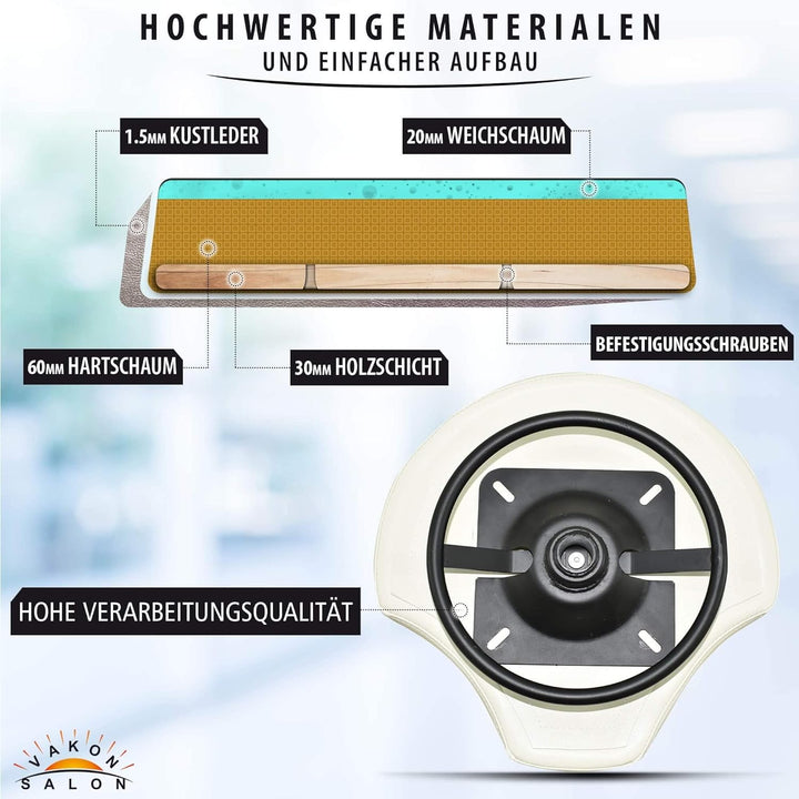 VAKON SALON - Design ergonomischer Rollhocker auf hochwertigen Rollen weiss - Höhenverstellbarer von