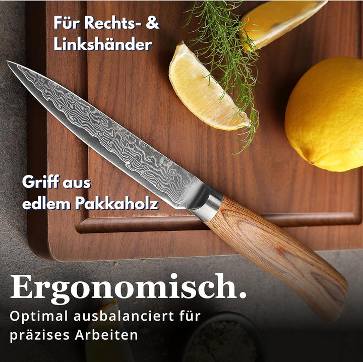 Wakoli EDIB Pro Allzweckmesser aus echtem Damaststahl (VG10 Kern) 12 cm Klinge – Scharf & ergonomisc