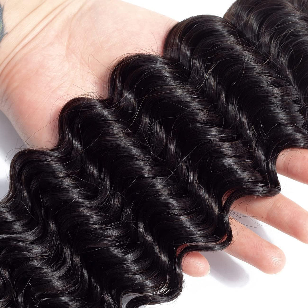 Human Hair Brazilian Deep Wave Bundles Virgin 100% Unprocessed Human Hair Extensions Double Weft Cur