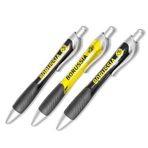 Borussia Dortmund BVB 09 Fanartikel Kugelschreiber 8222 8220; 3er-Set Gelb/Schwarz One Size