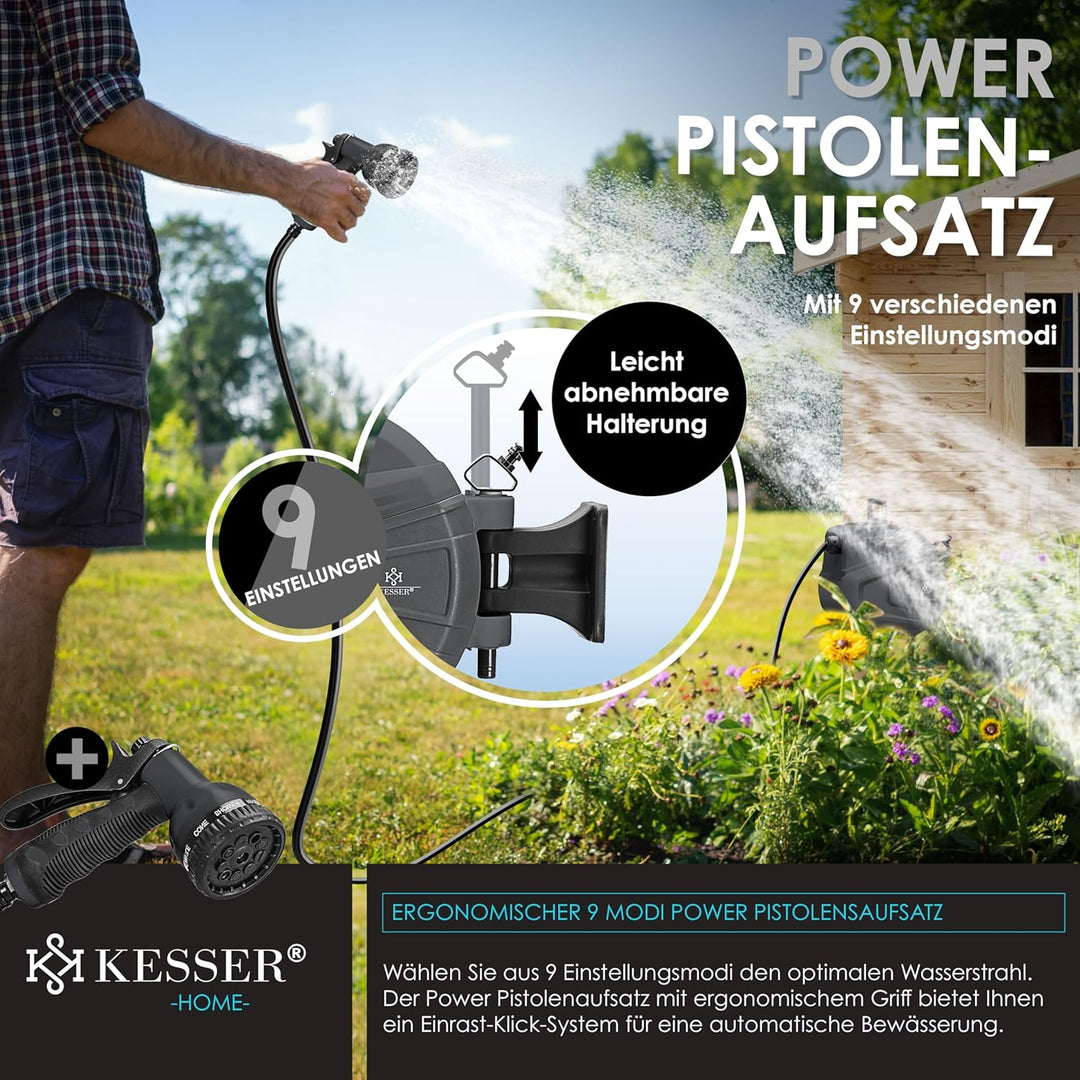 KESSER® automatische Schlauchtrommel 20 m + 2 m, Wand Schlauchbox mit Aufrollautomatik, Schlauchaufr