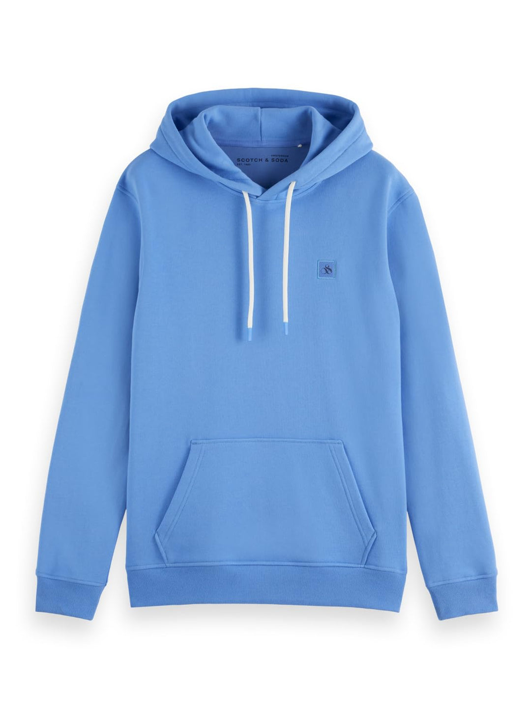 Scotch & Soda Herren Essential Badge Logo Hooded Sweatshirt S Blue Bonnet, S Blue Bonnet