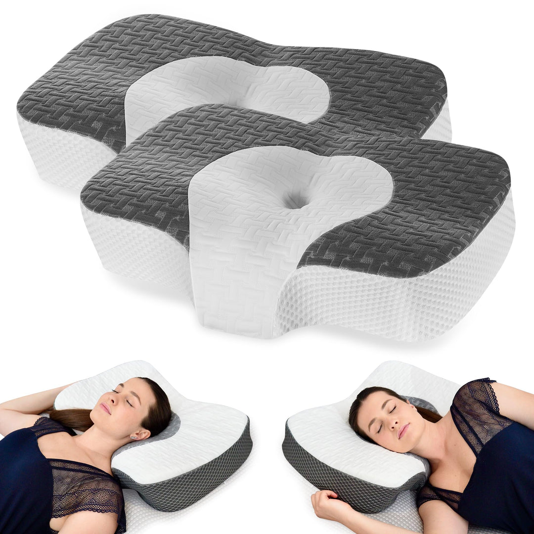 Elviros Orthopädisches Kissen aus Memory Foam, Kopfkissen Nackenschmerzen, Ergonomisches Nackenhörnc