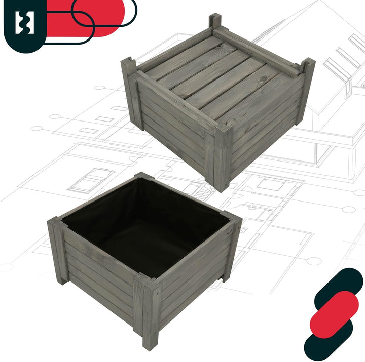 KOTARBAU® Blumenkasten - 50 x 50 x 30 cm - Pflanzkasten mit Vlies - Pflanzkübel gross aussen - Balko