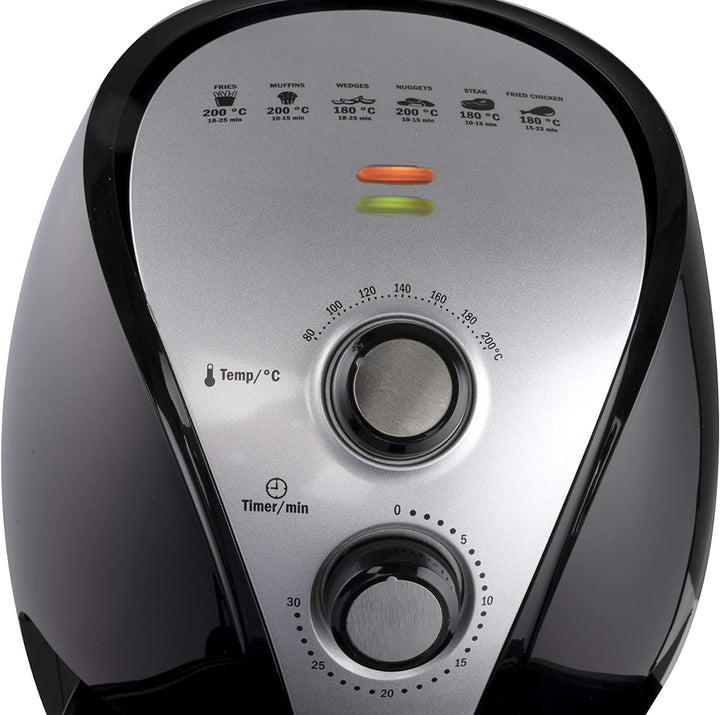 alpina Heissluftfritteuse - Airfryer - XL 3,2 Liter - 80-200 Grad - 1500 Watt - Schwarz 3,2 LITER AI