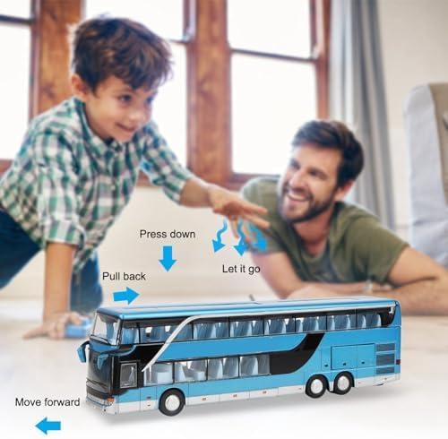 Elektrische 1:50 Legierung Doppeldecker Schulbus Zurückziehen Bus Fahrzeuge Auto Modell Set Spielzeu