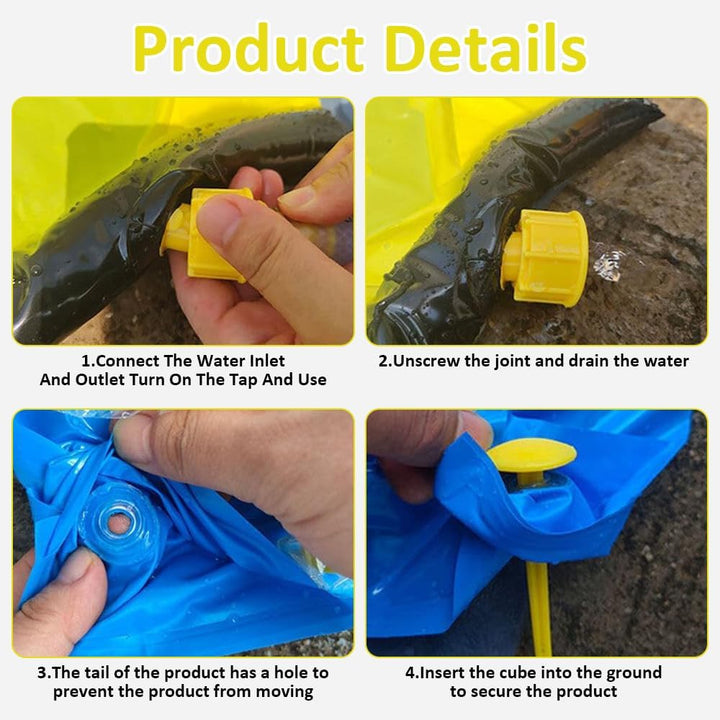 Wasserrutsche Garten für Kinder, Wasserrutsche mit 2 Bodyboards, Doppel Wasserrutschmatte mit Eingeb