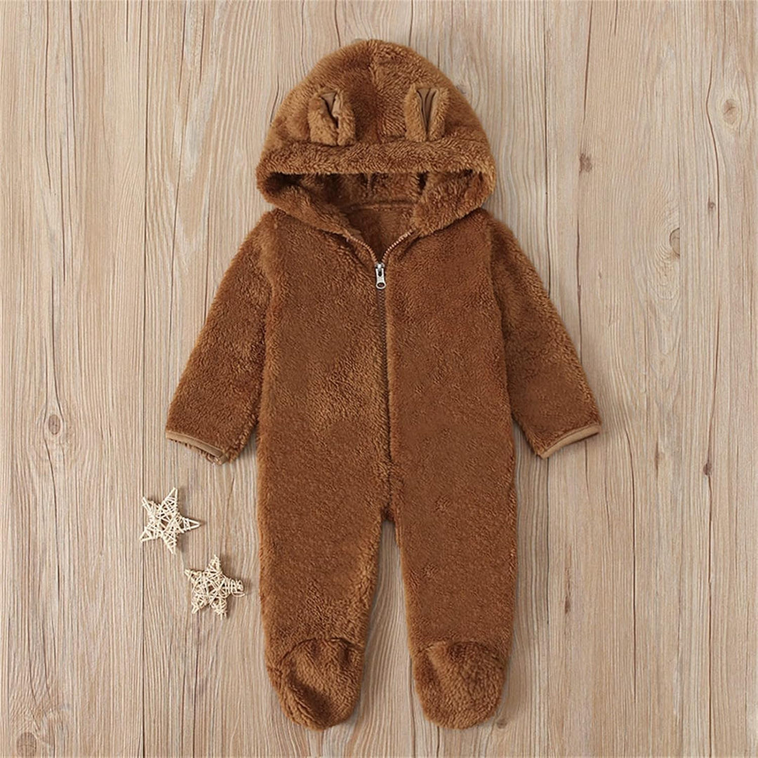 Ohrenfüssiger Säuglingsoverall mit Kapuze Mädchen Babymantel Strampler Jungen Fleece Jungen Strample