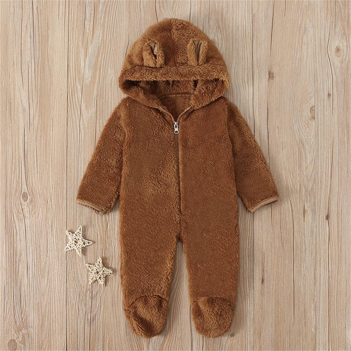 Ohrenfüssiger Säuglingsoverall mit Kapuze Mädchen Babymantel Strampler Jungen Fleece Jungen Strample
