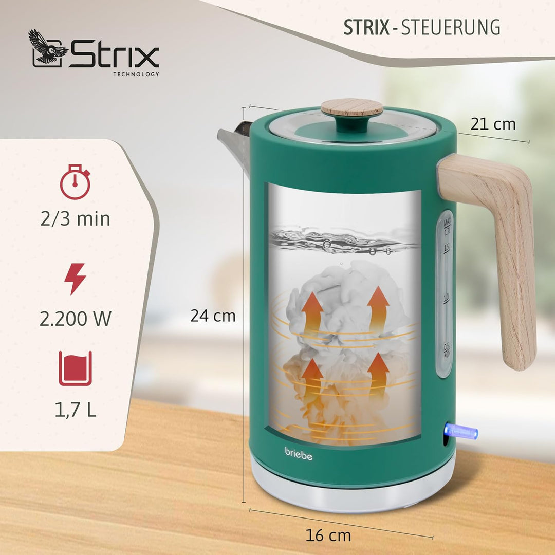 briebe Nordic Set Toaster 2 Scheiben Breite Schlitze mit Brötchenaufsatz, 6 Toast Stufen + Wasserkoc