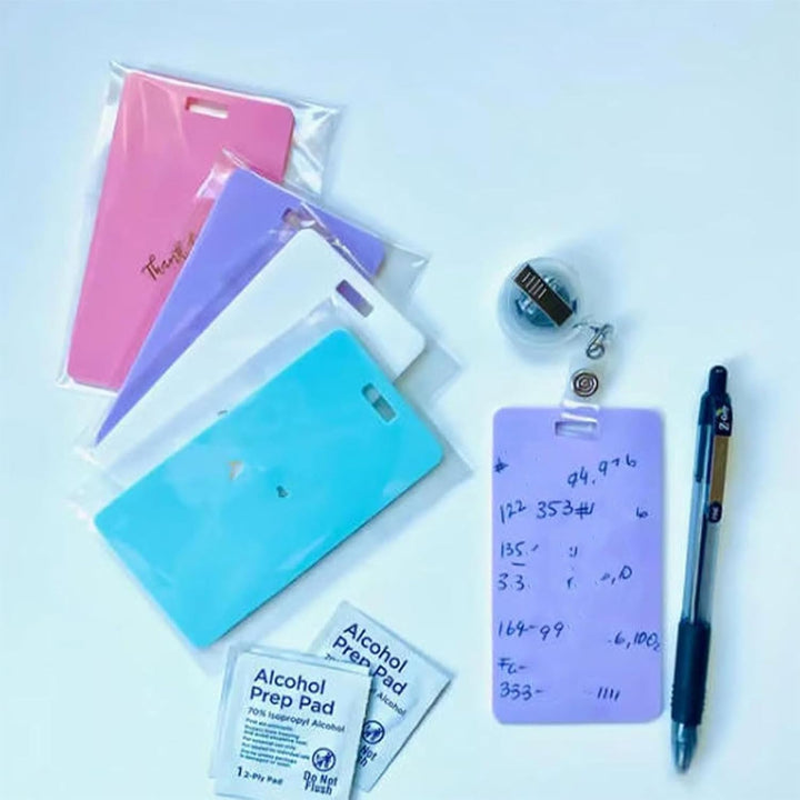 4 Stück Löschbare Ausweis Notizen Erasable Badge Note Notizblock Abwischbar Kleine Badge Notizen Für