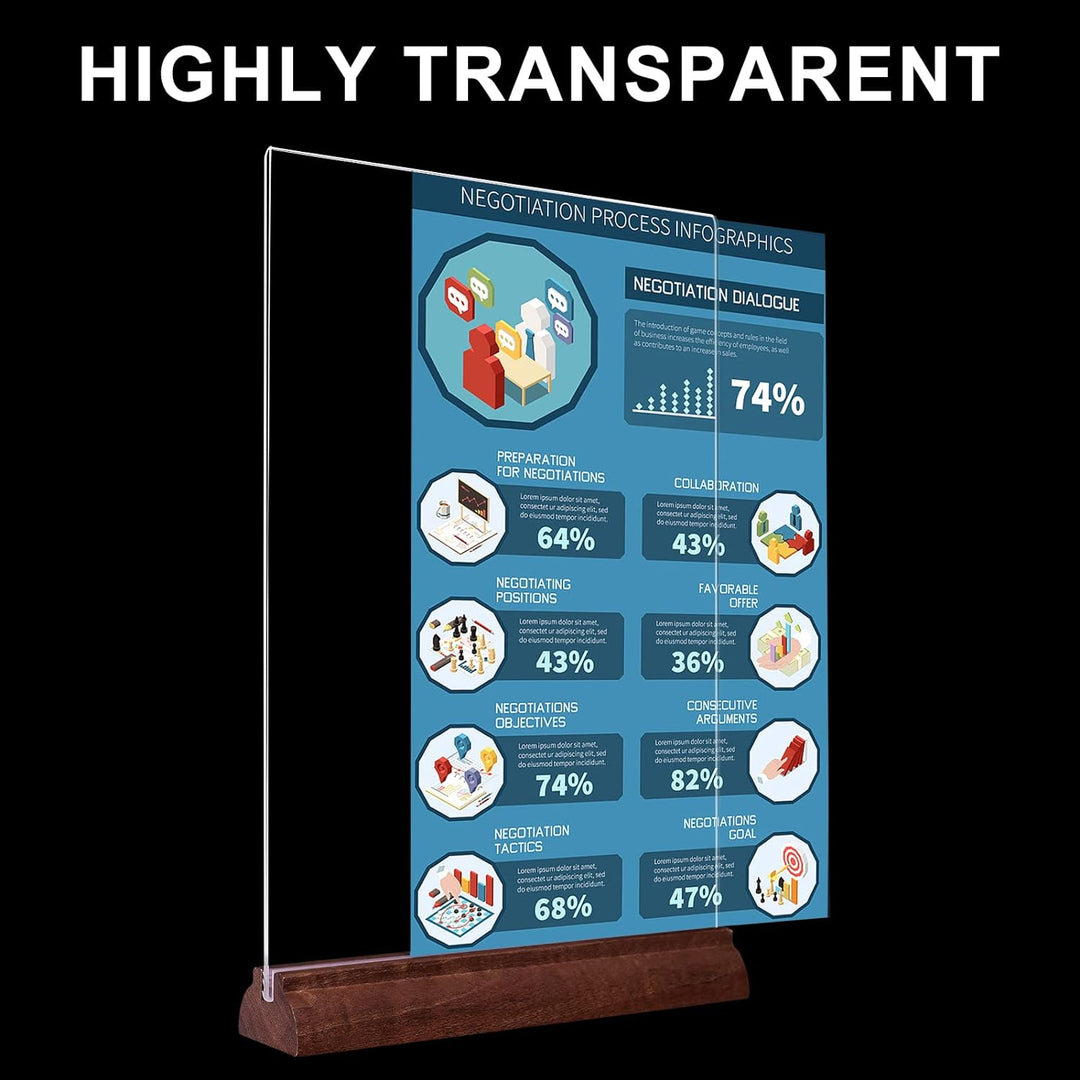 Srvnpioy 8 Stück A4 Aufsteller Holz, Tischaufsteller A4 Ständer aus Acryl und Holz, Plexiglas Werbea