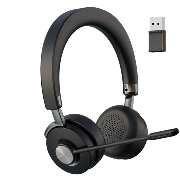 Headset mit Mikrophone Bluetooth, Hybrid Active Noise Cancelling Kabelloses Headset für PC Laptop, 3