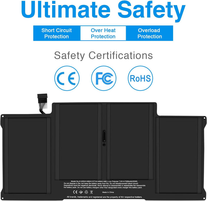 A1405 Laptop Akku für Mac Book Air 13 Zoll A1369 (Ende 2010 Mitte 2011 Version) A1466 (Mitte 2012 Mi