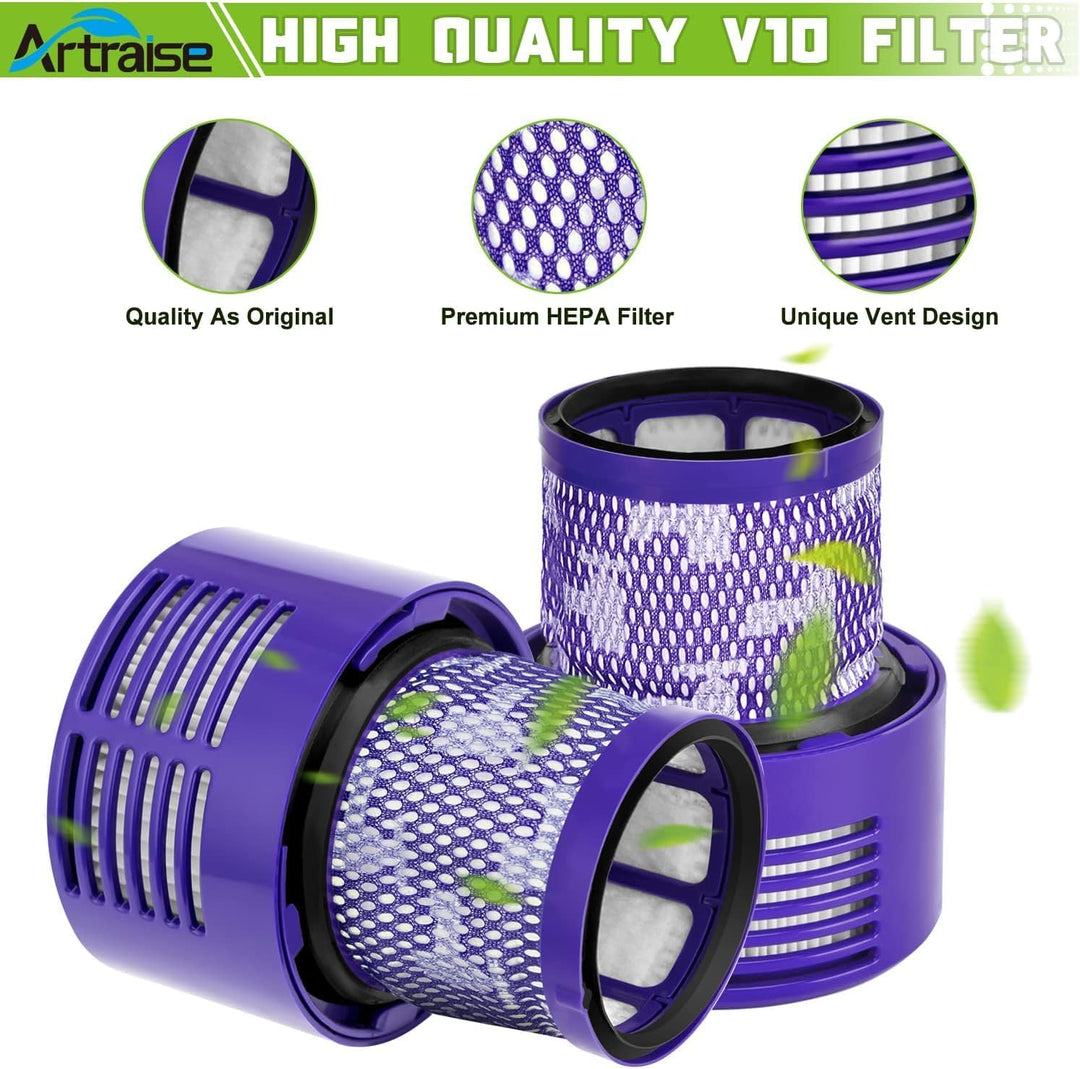 Artraise V10 Filter für Dyson 4 Stück Waschbar Ersatz Hepa Filter für Dyson V10 SV12 Cyclone Animal